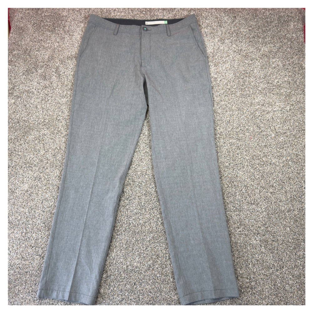Linksoul John Ashworth & Co Mens Grey Heather Golf Pants Size 36 Flat Front